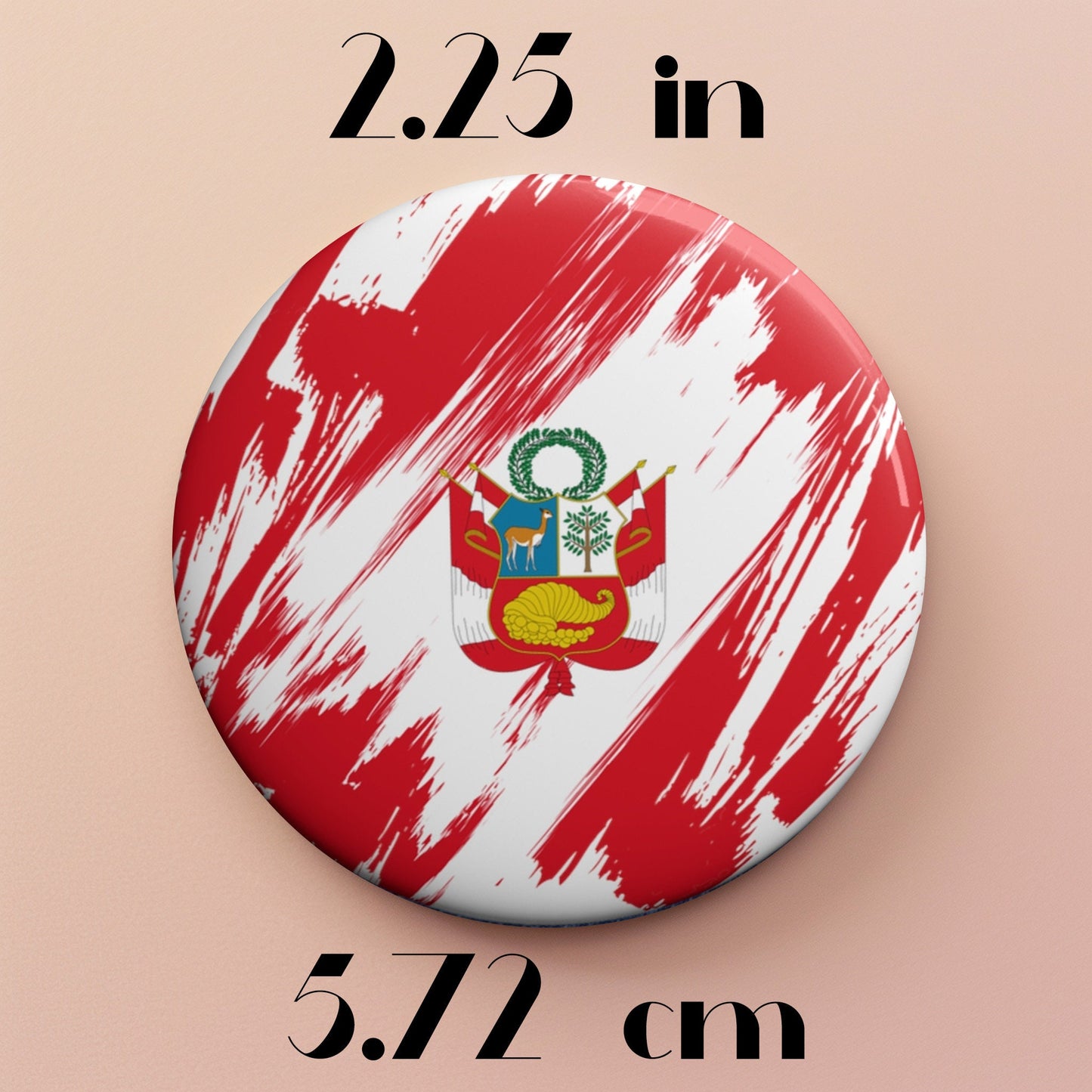 Peru Flag Pin Button - Custom Pinback, Patriotic Campaign Buttons, Personalized Birthday Pins, Collectible Badge, Metal Pin