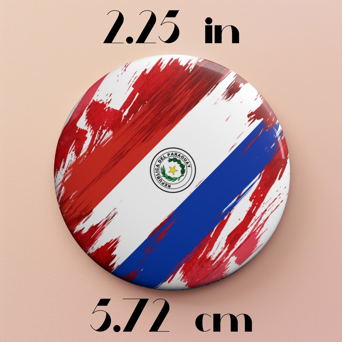 Paraguay Flag Pin Button - Custom Pinback, Patriotic Campaign Buttons, Personalized Birthday Pins, Collectible Badge, Metal Pin