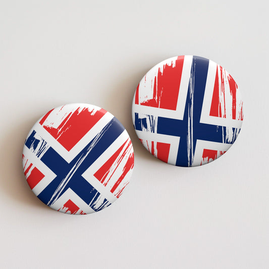 Norway Flag Pin Button - Custom Pinback, Patriotic Campaign Buttons, Personalized Birthday Pins, Collectible Badge, Metal Pin