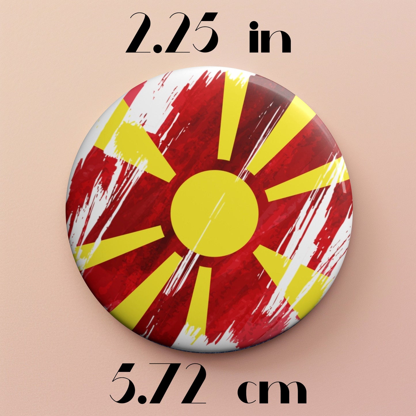 North Macedonia  Flag Pin Button - Custom Pinback, Patriotic Campaign Buttons, Personalized Birthday Pins, Collectible Badge, Metal Pin