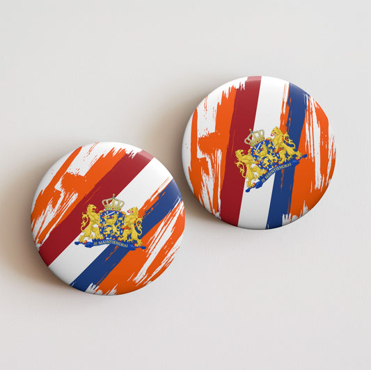 Netherlands Flag Pin Button - Custom Pinback, Patriotic Campaign Buttons, Personalized Birthday Pins, Collectible Badge, Metal Pin