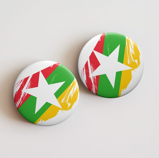 Myanmar  Flag Pin Button - Custom Pinback, Patriotic Campaign Buttons, Personalized Birthday Pins, Collectible Badge, Metal Pin