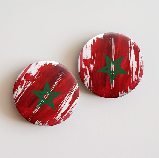 Morocco Flag Pin Button - Custom Pinback, Patriotic Campaign Buttons, Personalized Birthday Pins, Collectible Badge, Metal Pin