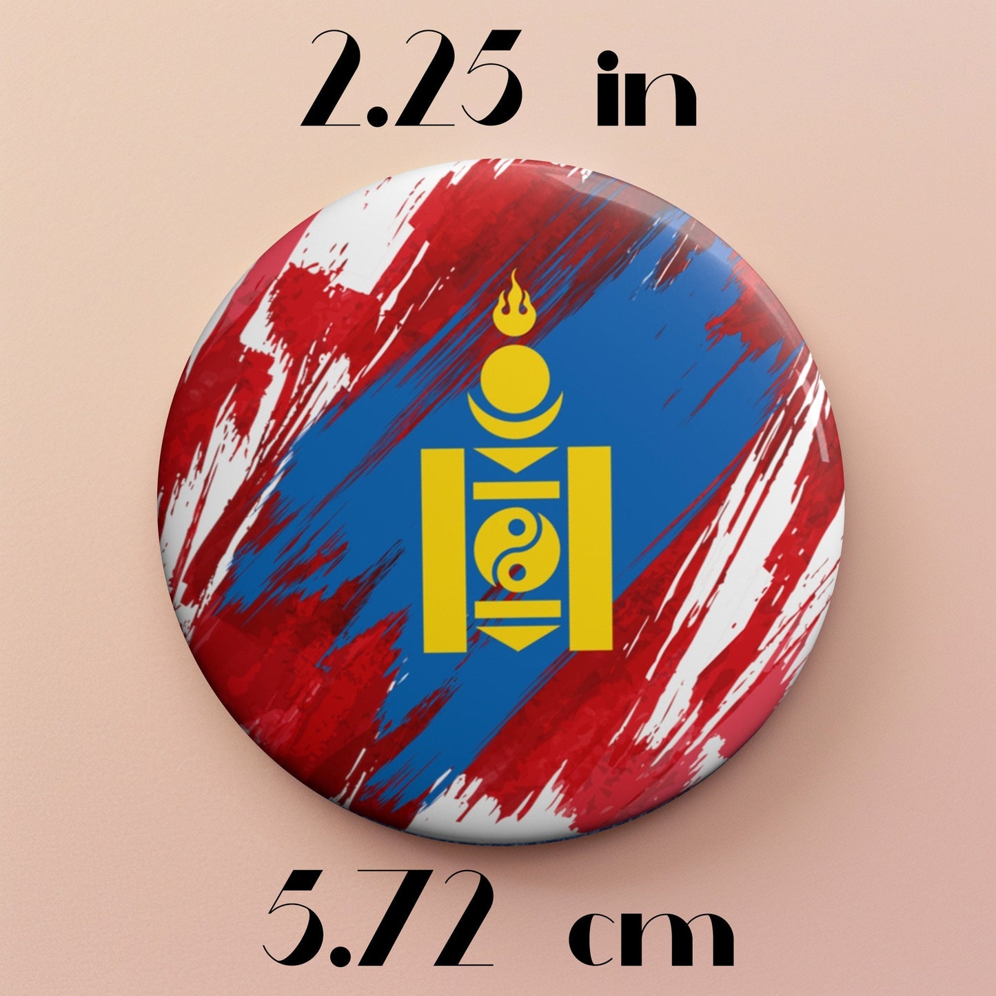 Mongolia Flag Pin Button - Custom Pinback, Patriotic Campaign Buttons, Personalized Birthday Pins, Collectible Badge, Metal Pin