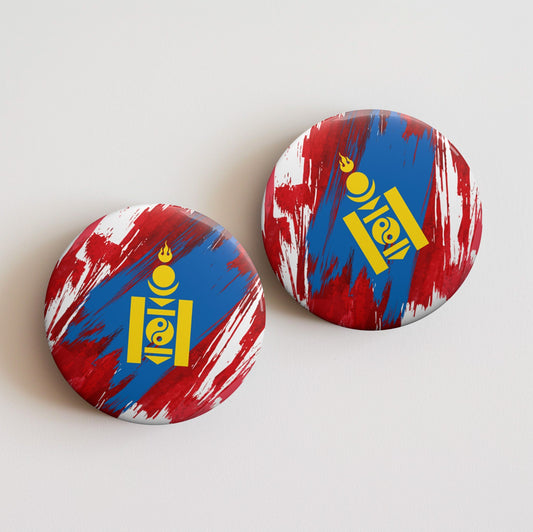 Mongolia Flag Pin Button - Custom Pinback, Patriotic Campaign Buttons, Personalized Birthday Pins, Collectible Badge, Metal Pin