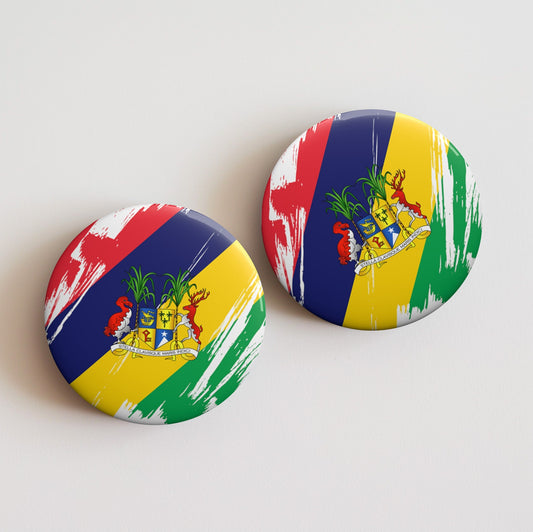 Mauritius Flag Pin Button - Custom Pinback, Patriotic Campaign Buttons, Personalized Birthday Pins, Collectible Badge, Metal Pin