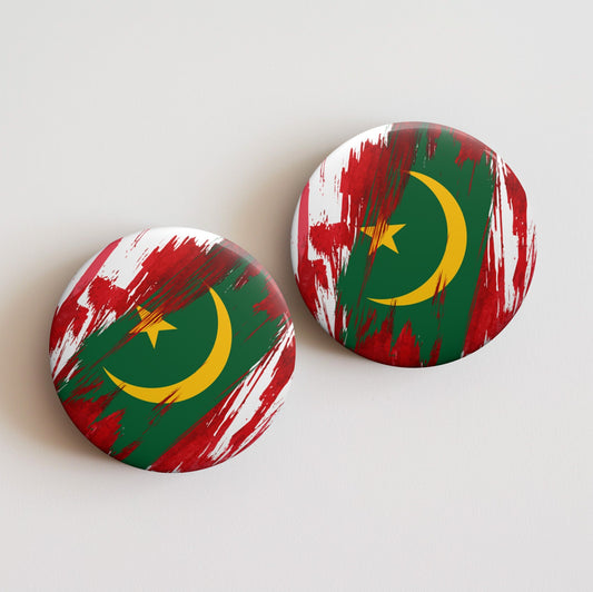 Mauritania Flag Pin Button - Custom Pinback, Patriotic Campaign Buttons, Personalized Birthday Pins, Collectible Badge, Metal Pin