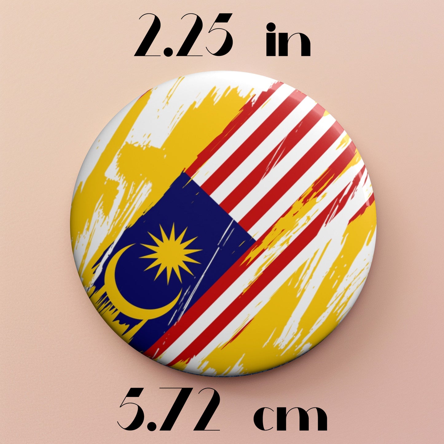 Malaysia Flag Pin Button - Custom Pinback, Patriotic Campaign Buttons, Personalized Birthday Pins, Collectible Badge, Metal Pin