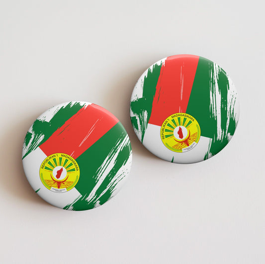 Madagascar Flag Pin Button - Custom Pinback, Patriotic Campaign Buttons, Personalized Birthday Pins, Collectible Badge, Metal Pin