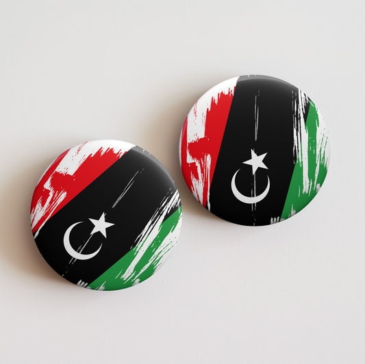 Libya Flag Pin Button - Custom Pinback, Patriotic Campaign Buttons, Personalized Birthday Pins, Collectible Badge, Metal Pin