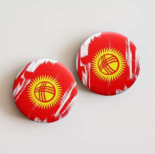 Kyrgyzstan Flag Pin Button - Custom Pinback, Patriotic Campaign Buttons, Personalized Birthday Pins, Collectible Badge, Metal Pin