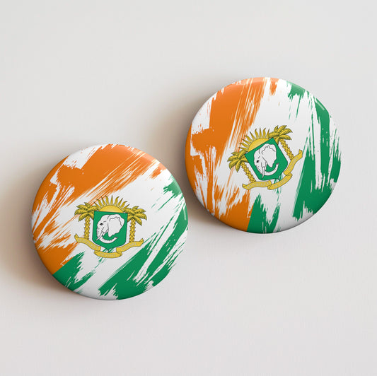 Ivory Coast Flag Pin Button - Custom Pinback, Patriotic Campaign Buttons, Personalized Birthday Pins, Collectible Badge, Metal Pin