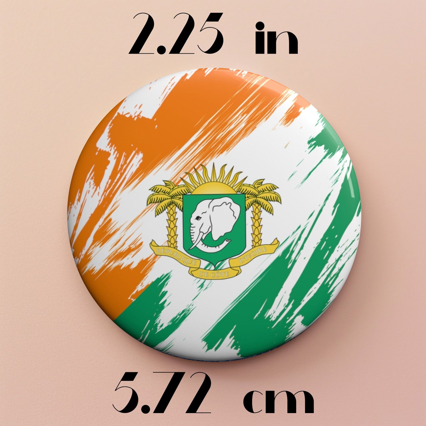 Ivory Coast Flag Pin Button - Custom Pinback, Patriotic Campaign Buttons, Personalized Birthday Pins, Collectible Badge, Metal Pin