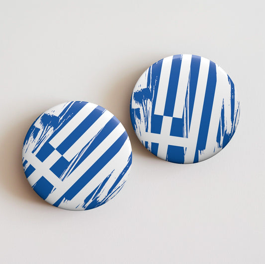 Greece Flag Pin Button - Custom Pinback, Patriotic Campaign Buttons, Personalized Birthday Pins, Collectible Badge, Metal Pin