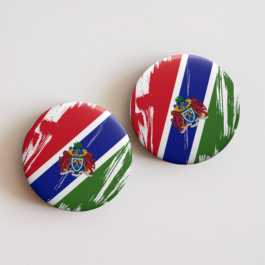 Gambia Flag Pin Button - Custom Pinback, Patriotic Campaign Buttons, Personalized Birthday Pins, Collectible Badge, Metal Pin