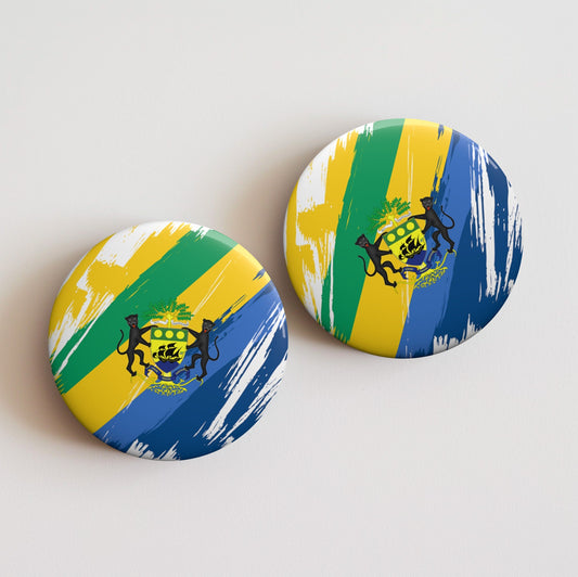 Gabon Flag Pin Button - Custom Pinback, Patriotic Campaign Buttons, Personalized Birthday Pins, Collectible Badge, Metal Pin