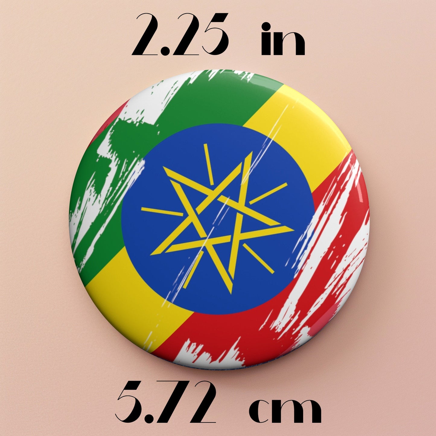 Ethiopia Flag Pin Button - Custom Pinback, Patriotic Campaign Buttons, Personalized Birthday Pins, Collectible Badge, Metal Pin