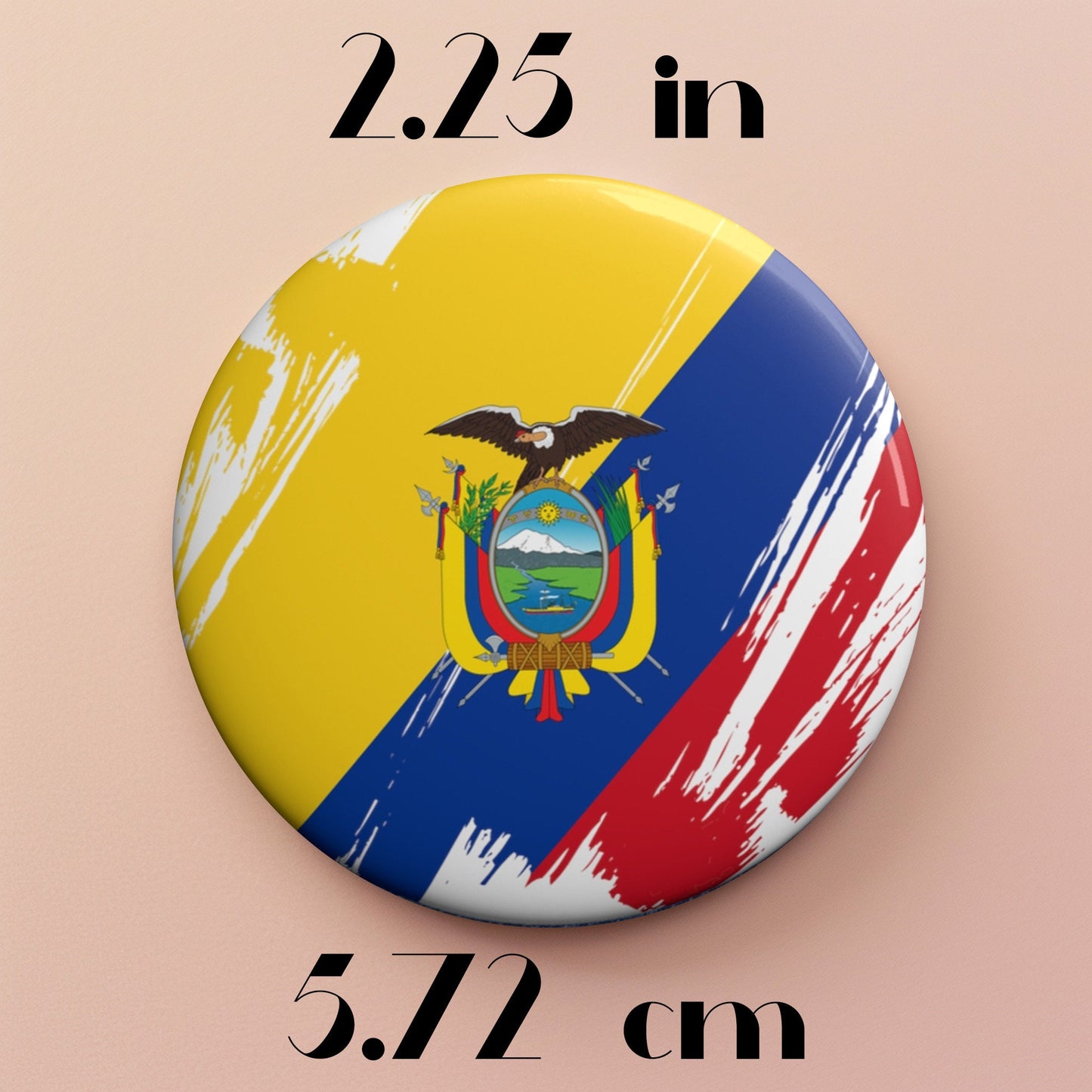 Ecuador Flag Pin Button - Custom Pinback, Patriotic Campaign Buttons, Personalized Birthday Pins, Collectible Badge, Metal Pin