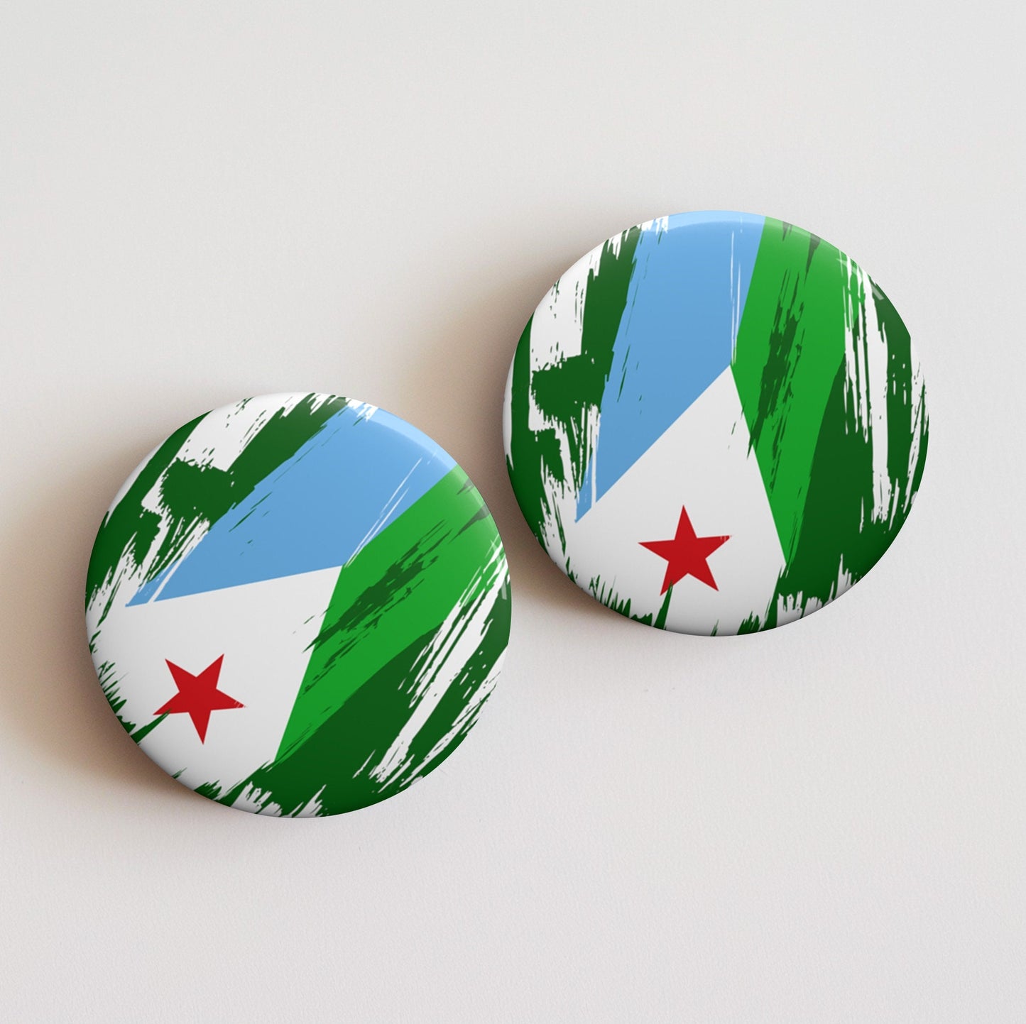 Djibouti Flag Pin Button - Custom Pinback, Patriotic Campaign Buttons, Personalized Birthday Pins, Collectible Badge, Metal Pin