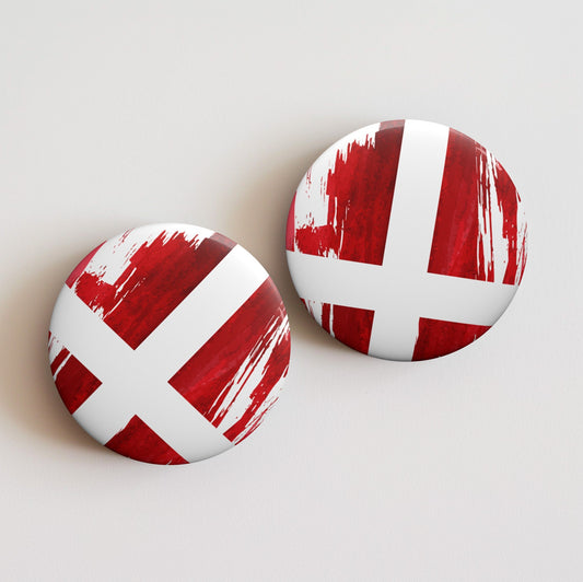 Denmark Flag Pin Button - Custom Pinback, Patriotic Campaign Buttons, Personalized Birthday Pins, Collectible Badge, Metal Pin