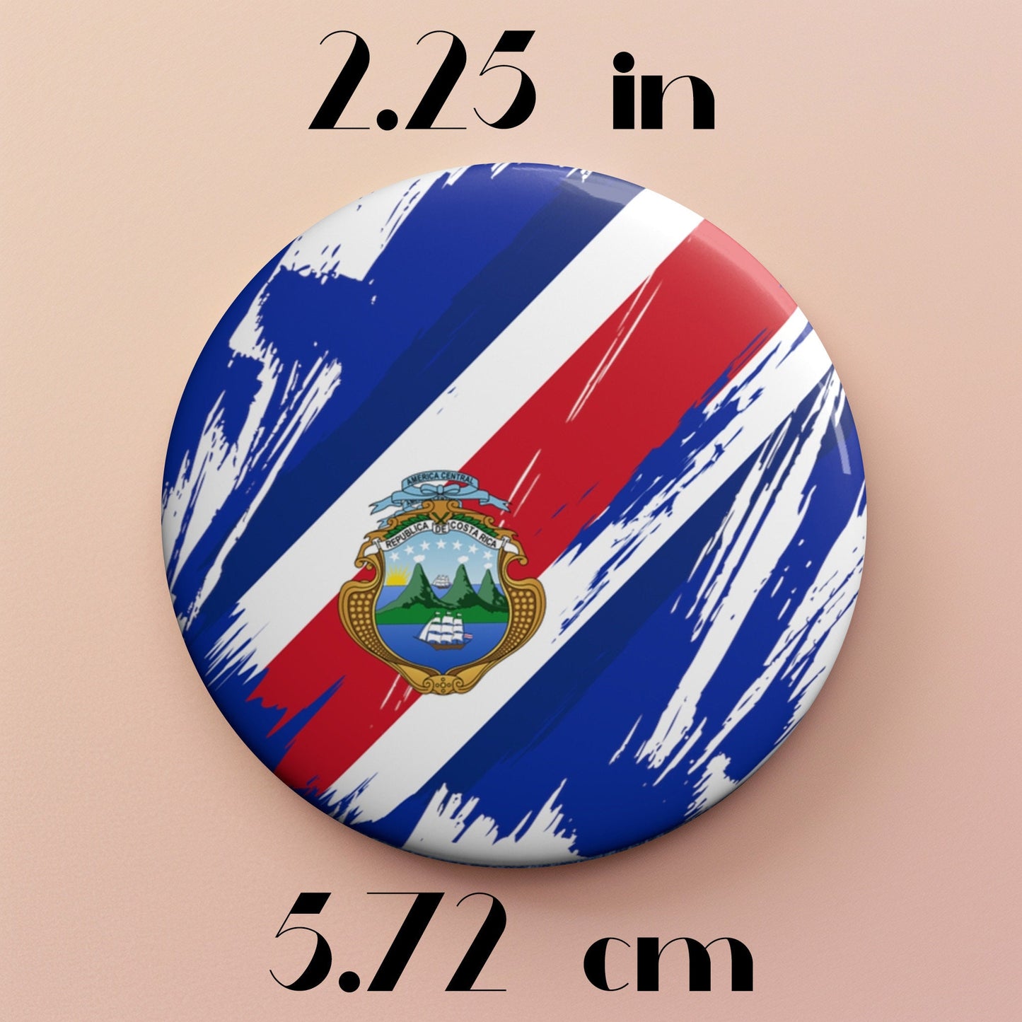 Costa Rica Flag Pin Button - Custom Pinback, Patriotic Campaign Buttons, Personalized Birthday Pins, Collectible Badge, Metal Pin