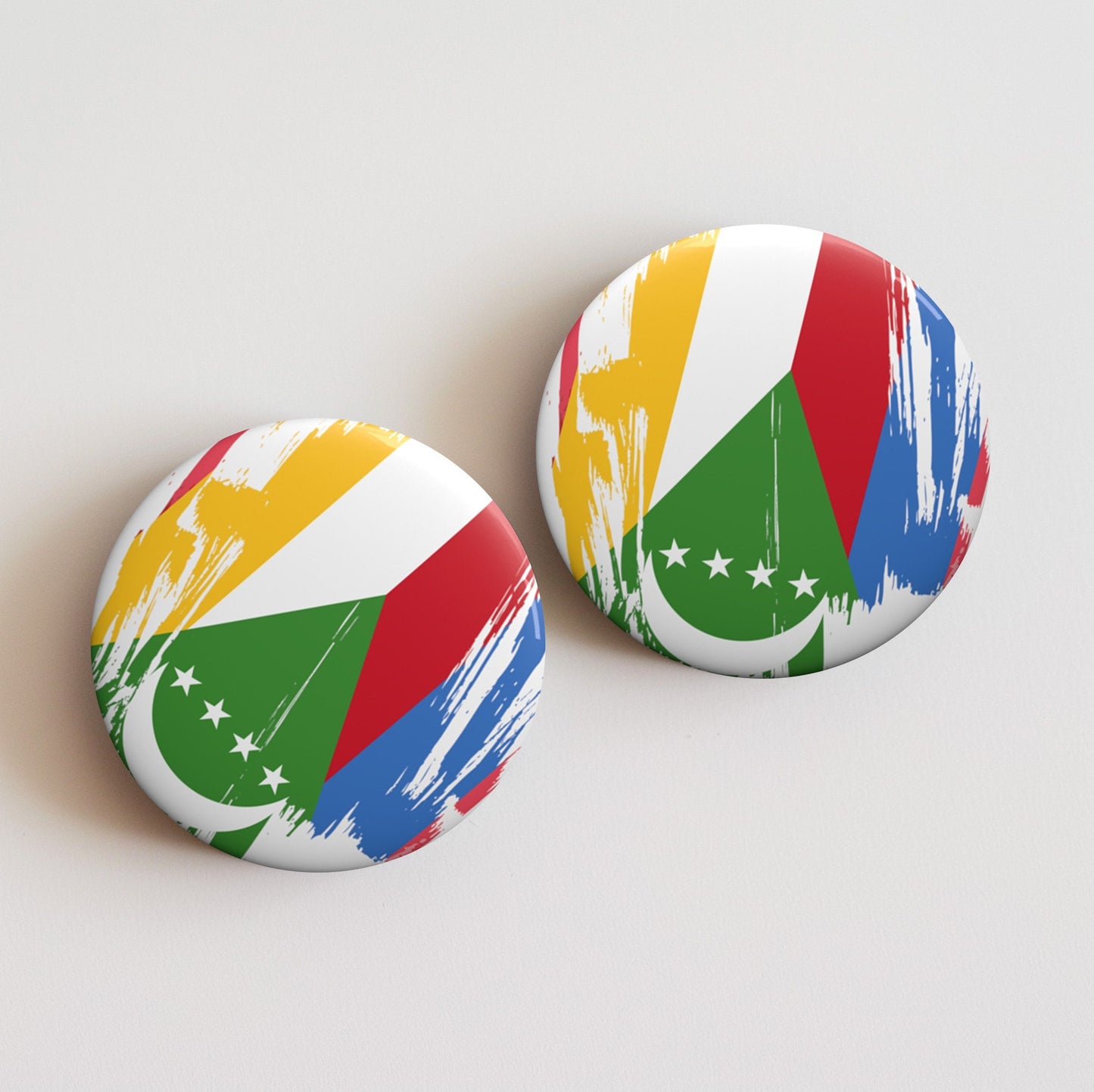 Comoros Flag Pin Button - Custom Pinback, Patriotic Campaign Buttons, Personalized Birthday Pins, Collectible Badge, Metal Pin