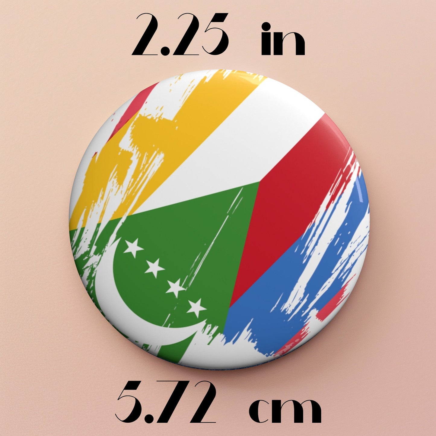 Comoros Flag Pin Button - Custom Pinback, Patriotic Campaign Buttons, Personalized Birthday Pins, Collectible Badge, Metal Pin