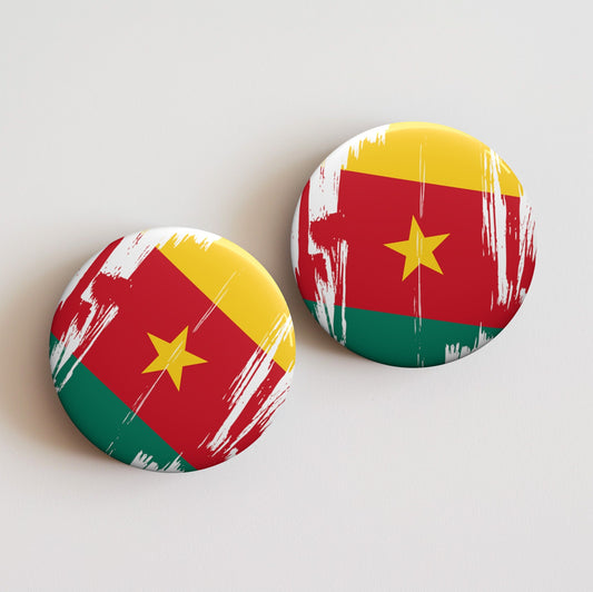 Cameroon Flag Pin Button - Custom Pinback, Patriotic Campaign Buttons, Personalized Birthday Pins, Collectible Badge, Metal Pin