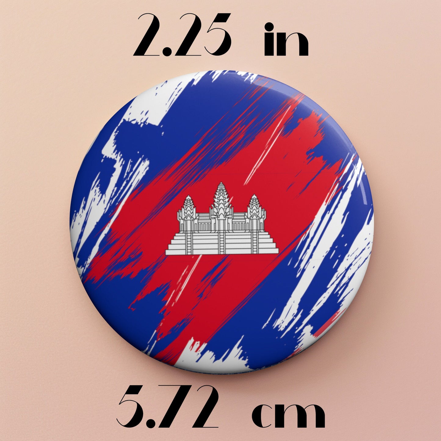 Cambodia Flag Pin Button - Custom Pinback, Patriotic Campaign Buttons, Personalized Birthday Pins, Collectible Badge, Metal Pin