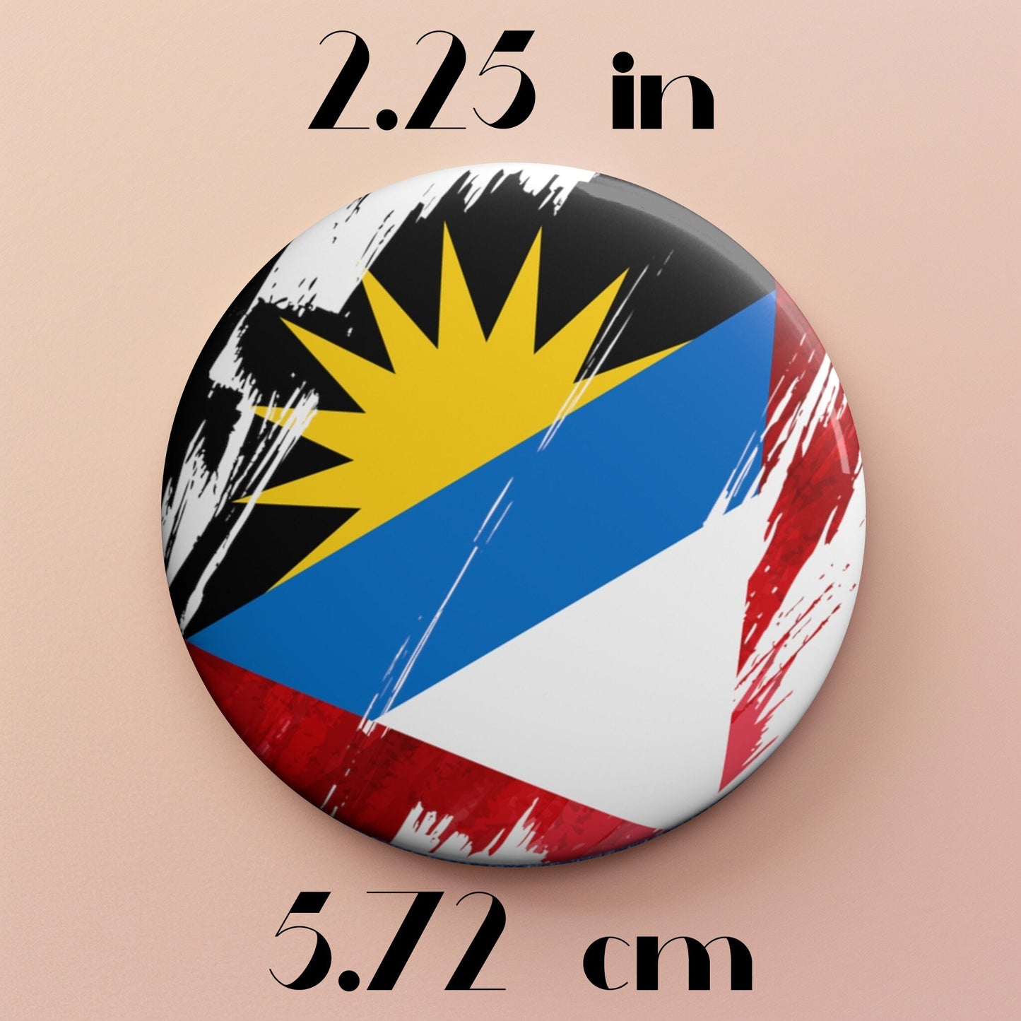 Antigua and Barbuda Flag Pin Button - Custom Pinback, Patriotic Campaign Buttons, Personalized Birthday Pins, Collectible Badge, Metal Pin