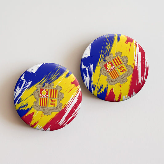 Andorra Flag Pin Button - Custom Pinback, Patriotic Campaign Buttons, Personalized Birthday Pins, Collectible Badge, Metal Pin