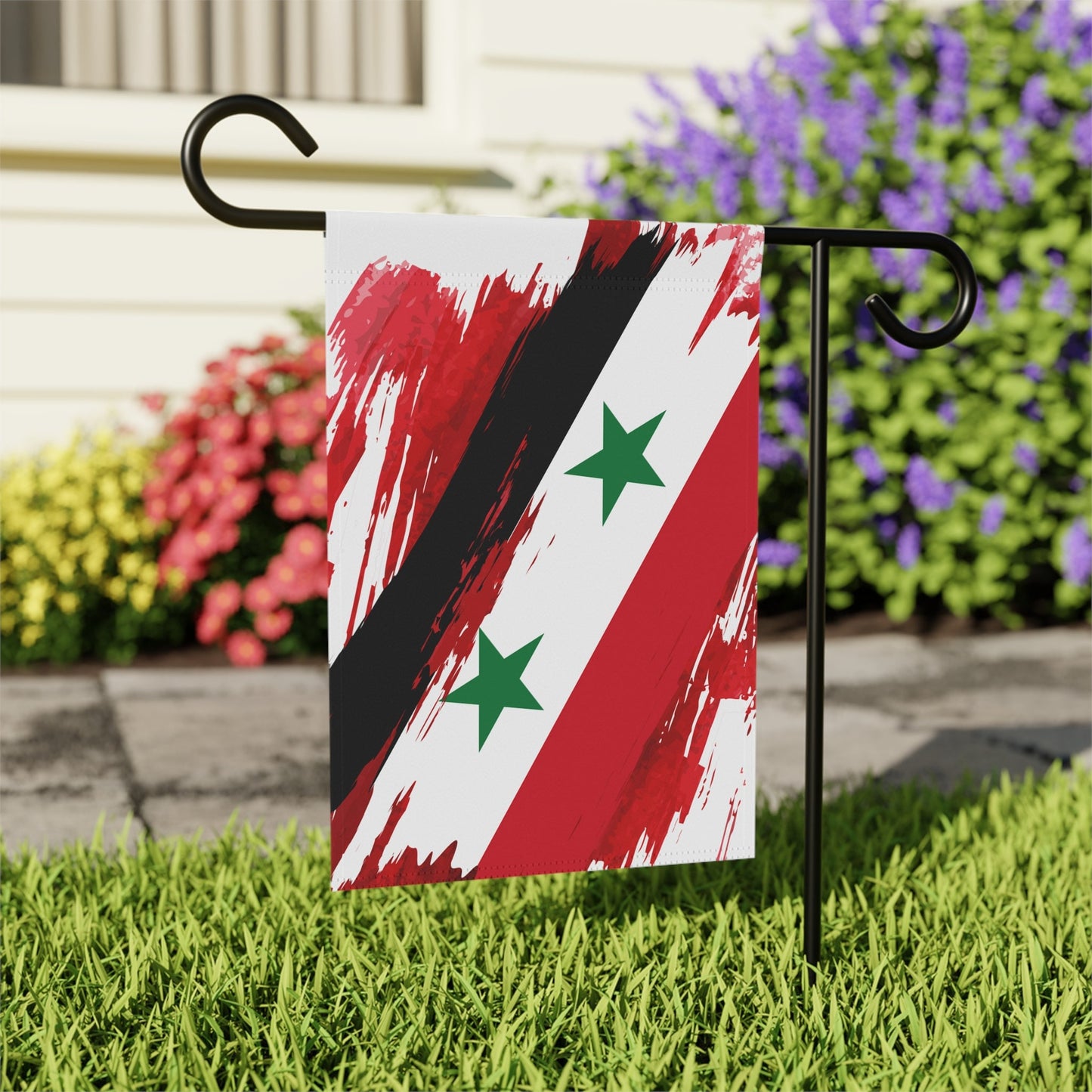 Syria Garden Flag - Garden & House Banner | Size - 12" x 18" | Double Sided Custom Country Design Print