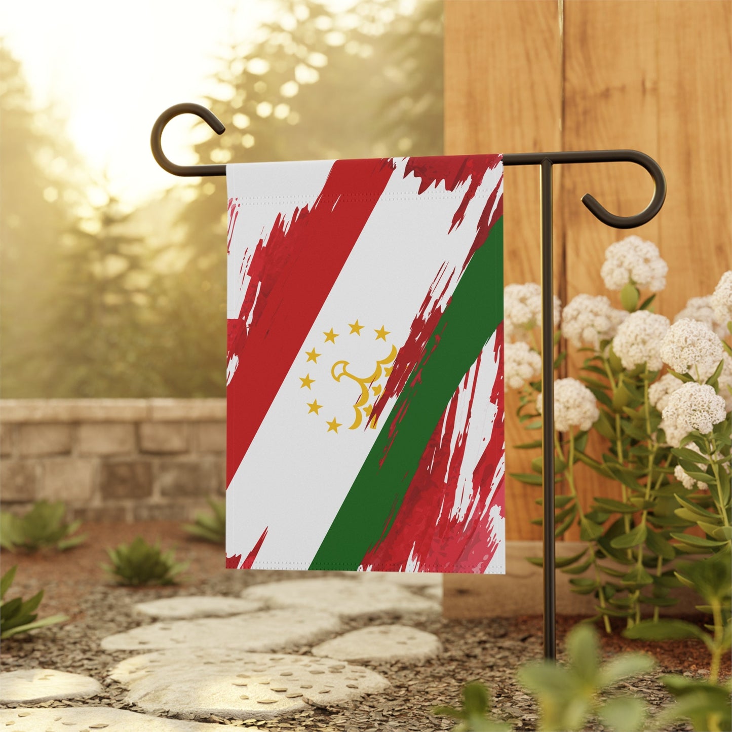 Tajikistan Garden Flag - Garden & House Banner | Size - 12" x 18" | Double Sided Custom Country Design Print