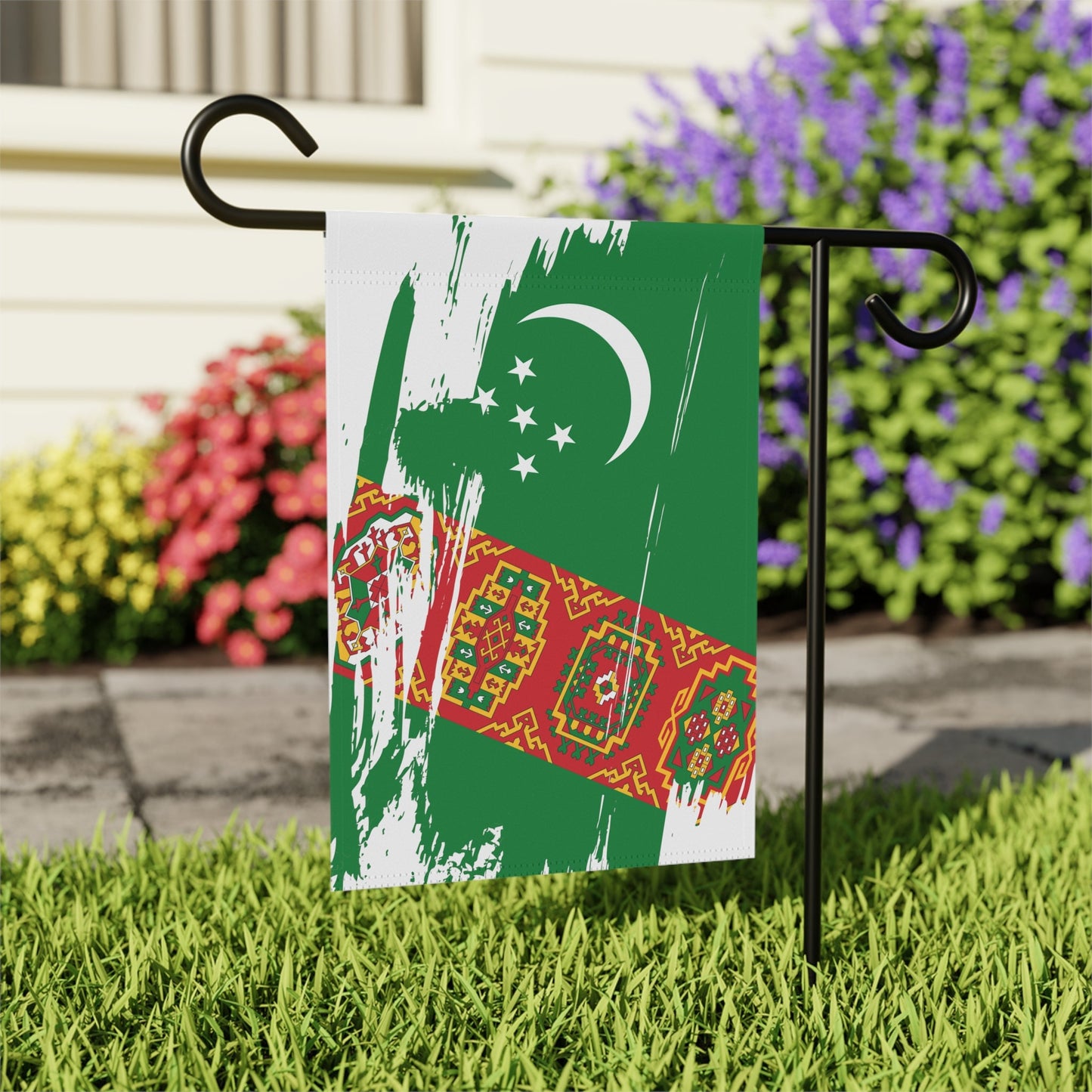 Turkmenistan Garden Flag - Garden & House Banner | Size - 12" x 18" | Double Sided Custom Country Design Print