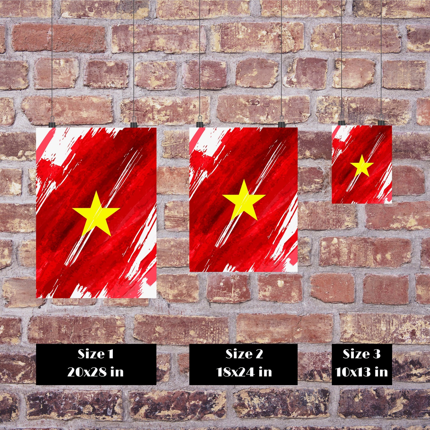 Vietnam Flag Print | Vietnam Poster | Vietnam Wall art print | Vietnam Home Decoration | Unframed