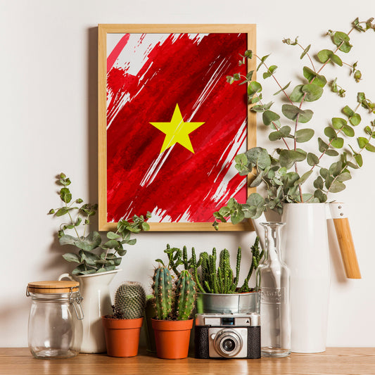 Vietnam Flag Print | Vietnam Poster | Vietnam Wall art print | Vietnam Home Decoration | Unframed