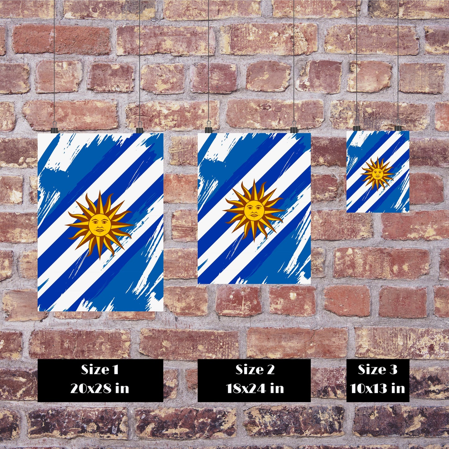 Uruguay Flag Print | Uruguay Poster | Uruguay Wall art print | Uruguay Home Decoration | Unframed