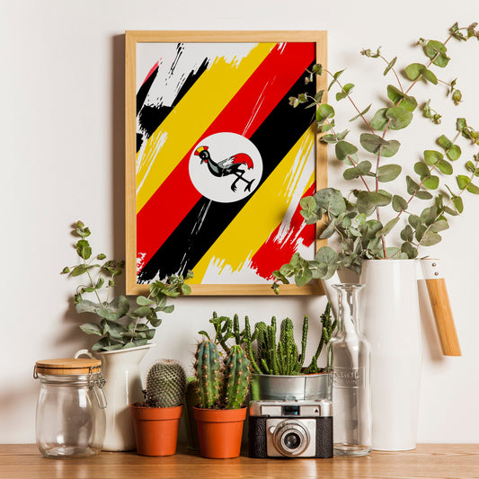 Uganda Flag Print | Uganda Poster | Uganda Wall art print | Uganda Home Decoration | Unframed