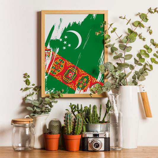 Turkmenistan Flag Print | Turkmenistan Poster | Turkmenistan Wall art print | Turkmenistan Home Decoration | Unframed