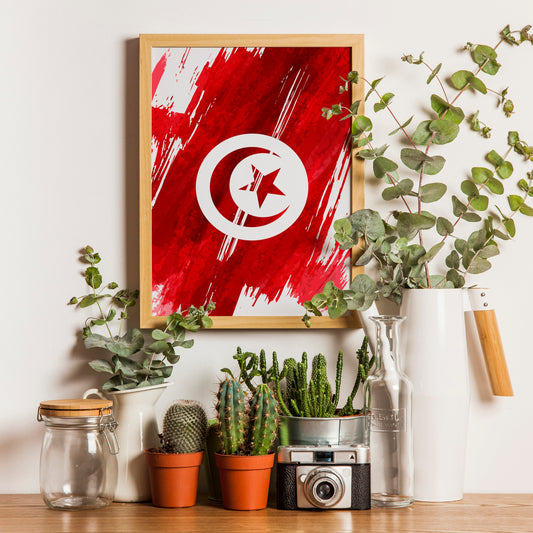 Tunisia Flag Print | Tunisia Poster | Tunisia Wall art print | Tunisia Home Decoration | Unframed