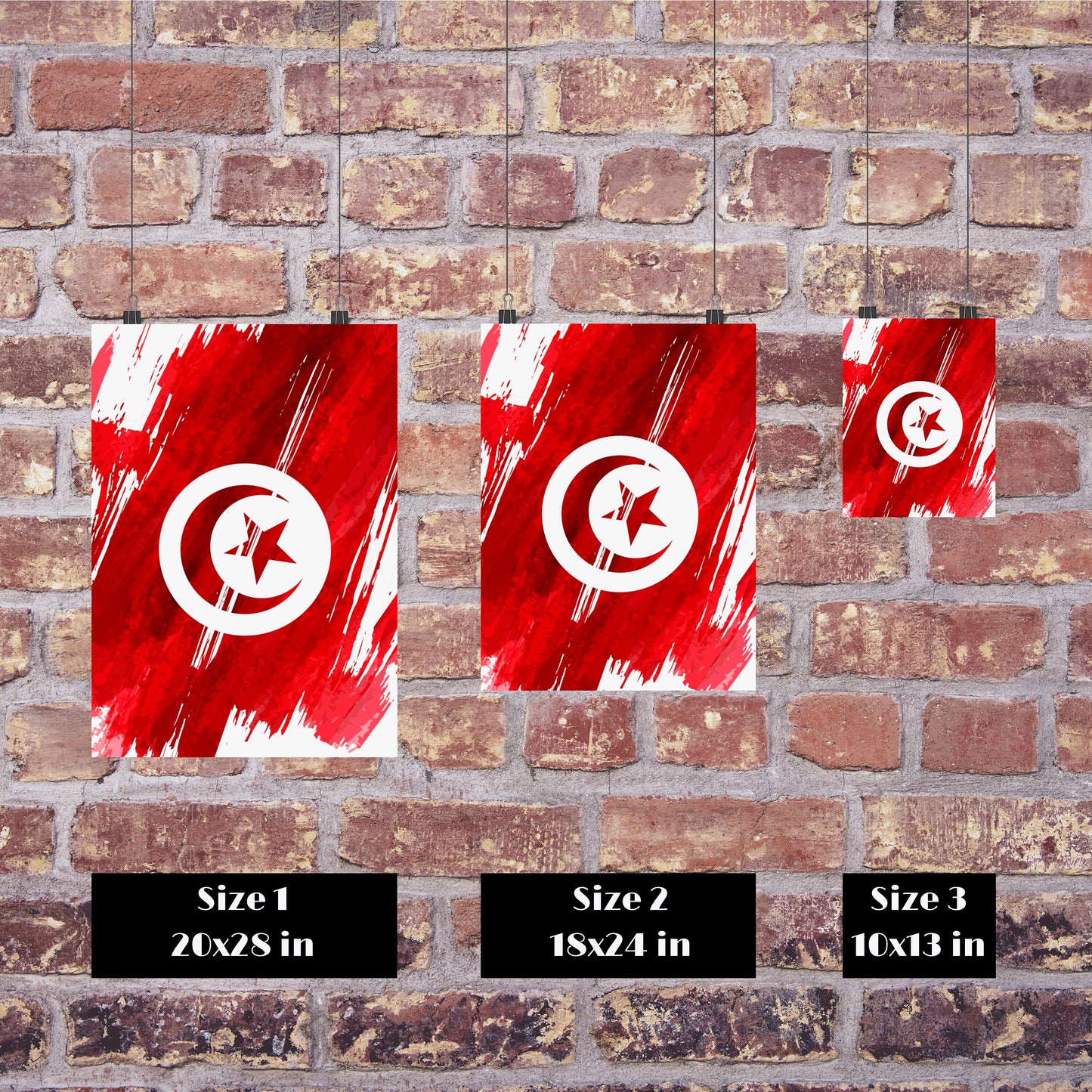 Tunisia Flag Print | Tunisia Poster | Tunisia Wall art print | Tunisia Home Decoration | Unframed