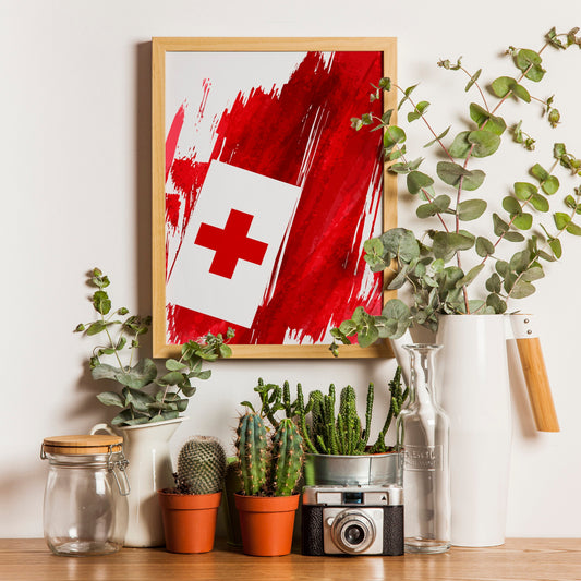 Tonga Flag Print | Tonga Poster | Tonga Wall art print | Tonga Home Decoration | Unframed