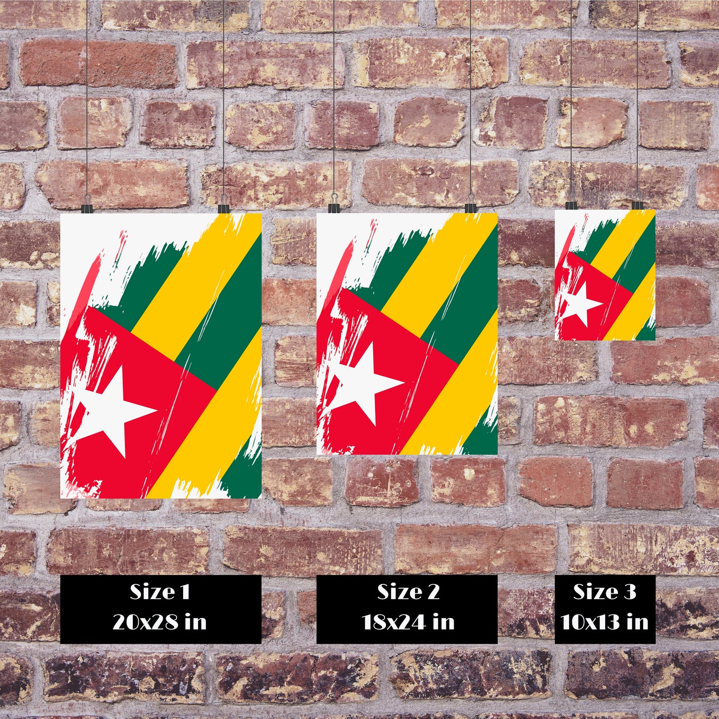 Togo Flag Print | Togo Poster | Togo Wall art print | Togo Home Decoration | Unframed