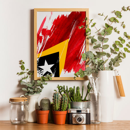 Timor-Leste Flag Print | Timor-Leste Poster | Timor-Leste Wall art print | Timor-Leste Home Decoration | Unframed