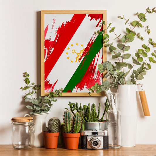 Tajikistan Flag Print | Tajikistan Poster | Tajikistan Wall art print | Tajikistan Home Decoration | Unframed