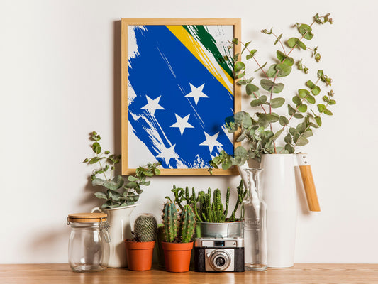 Solomon Islands Flag Print | Solomon Islands Poster | Solomon Islands Wall art print | Solomon Islands Home Decoration | Unframed