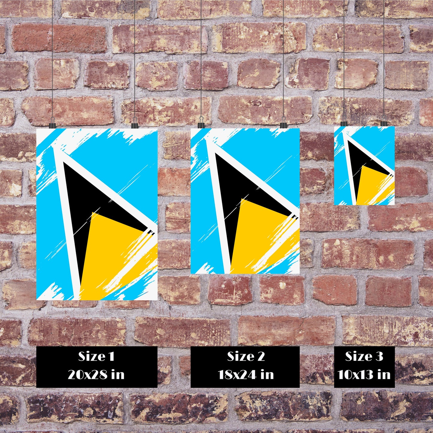 Saint Lucia Flag Print | Saint Lucia Poster | Saint Lucia Wall art print | Saint Lucia Home Decoration | Unframed