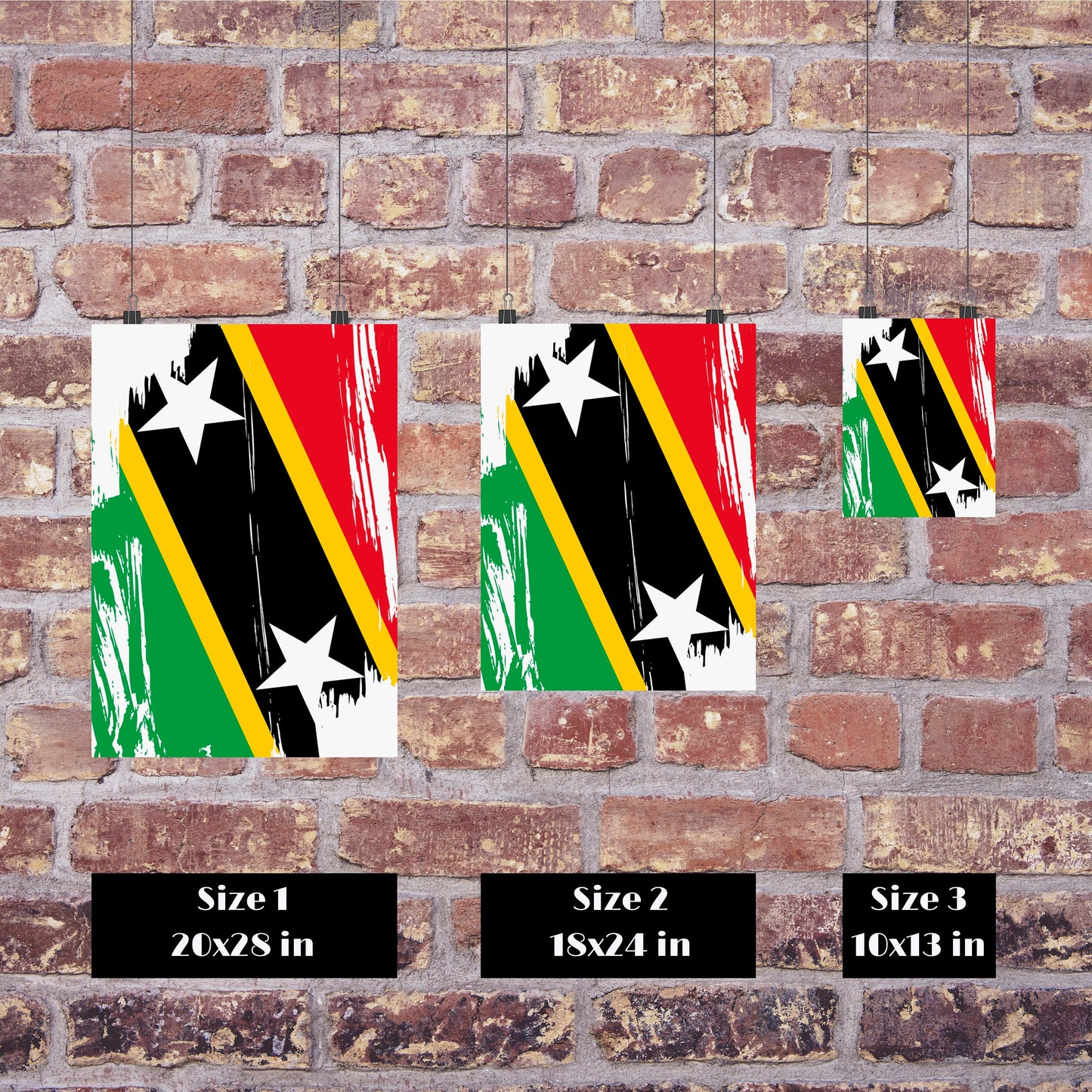 Saint Kitts and Nevis Flag Print | Saint Kitts and Nevis Poster | Saint Kitts and Nevis Wall art print | Unframed