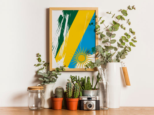 Rwanda Flag Print | Rwanda Poster | Rwanda Wall art print | Rwanda Home Decoration | Unframed