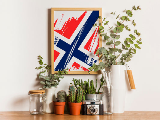 Norway Flag Print | Norway Poster | Norway Wall art print | Norway Home Decoration | Unframed